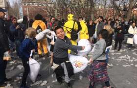 News Pillow Fight in Washington Square Park Benefits Underprivileged Youth for College Students
